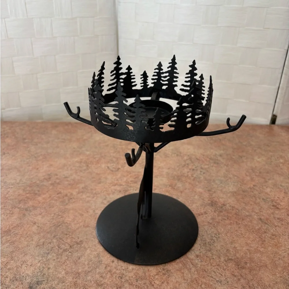 PartyLite Black Moose & Forest Metal Candle Holder - Picture 4 of 9